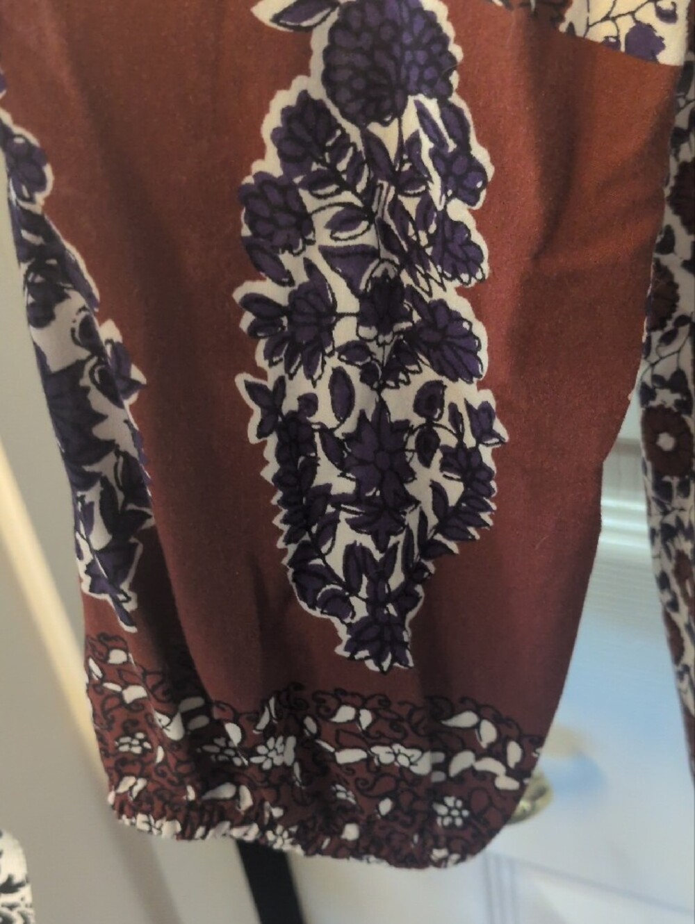Lucky Brand Brown, Cream & Purple Floral Boho Tunic, Size Medium - Picture 6 of 12